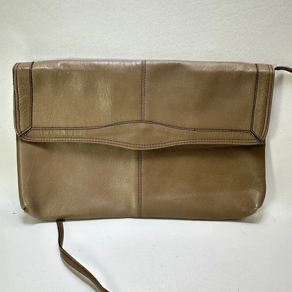 Vtg B Young Handbag Women S Brown Leather Envelope Clutch Purse Shoulder Bag